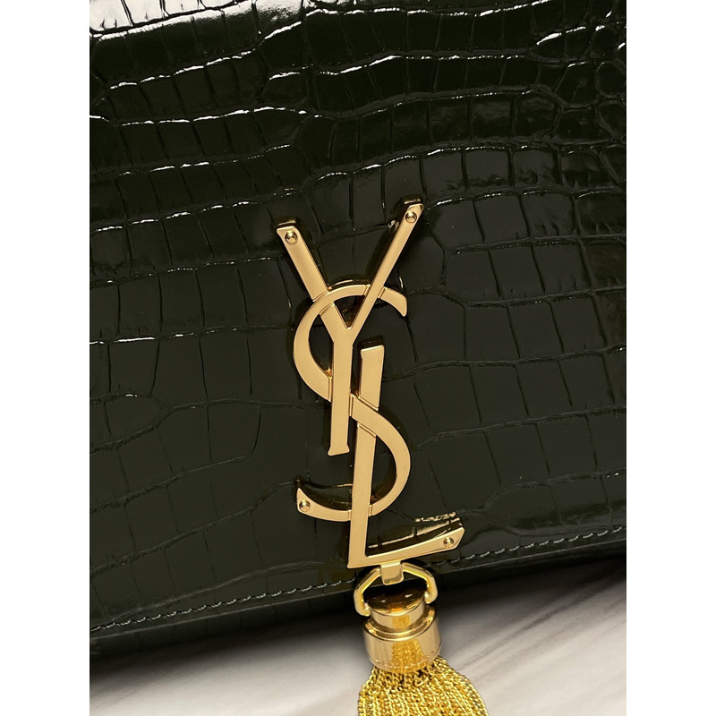 Saint Laurent Kate Monogram Crossbody Bag Dark Green