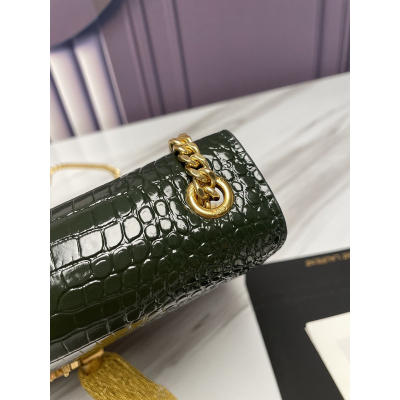 Saint Laurent Kate Monogram Crossbody Bag Dark Green