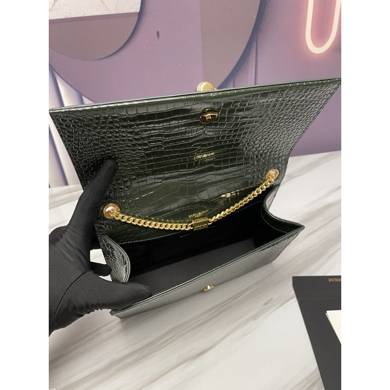 Saint Laurent Kate Monogram Crossbody Bag Dark Green