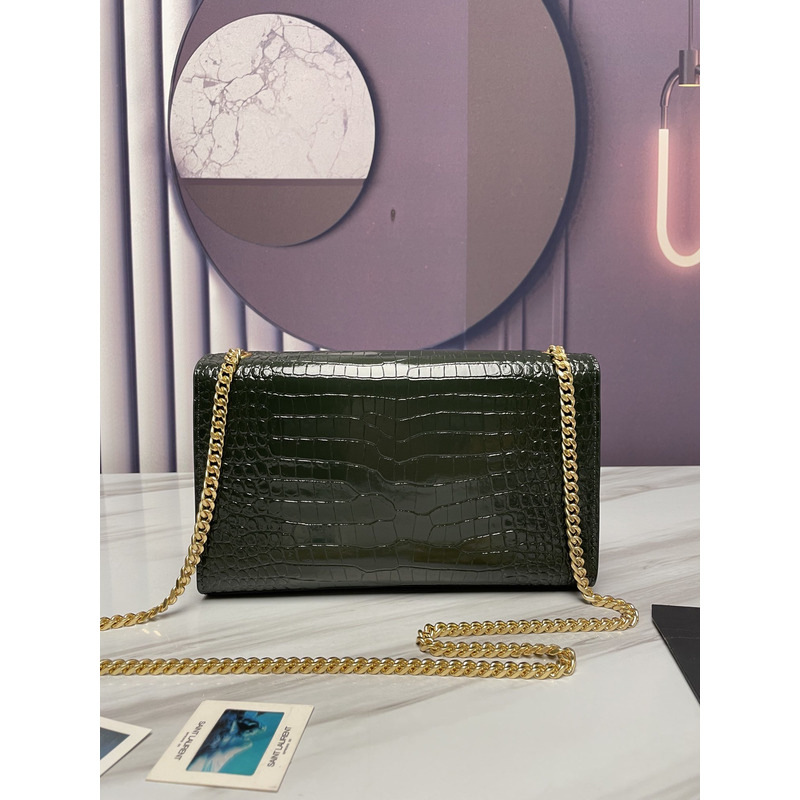 Saint Laurent Kate Monogram Crossbody Bag Dark Green