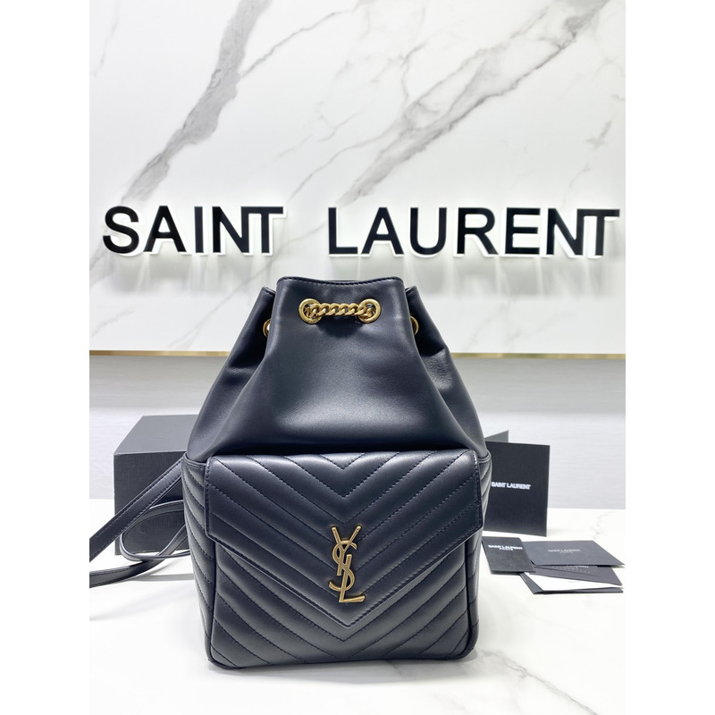 Saint Laurent  Joe Backpack In Lame Leather Dark Blue