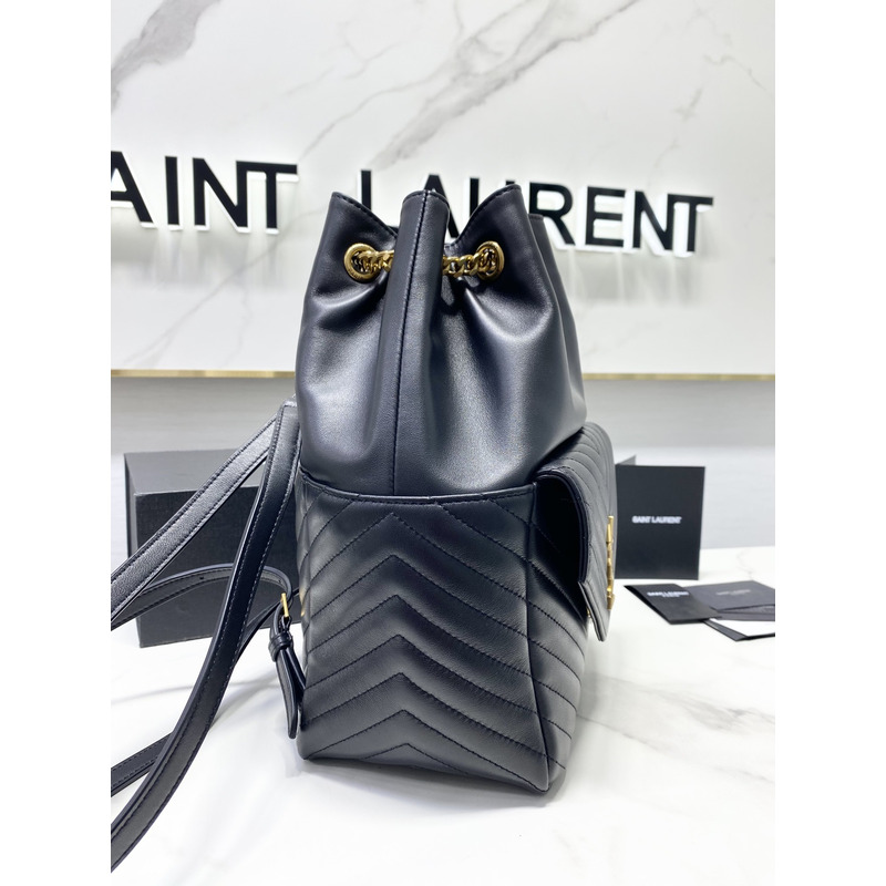 Saint Laurent  Joe Backpack In Lame Leather Dark Blue