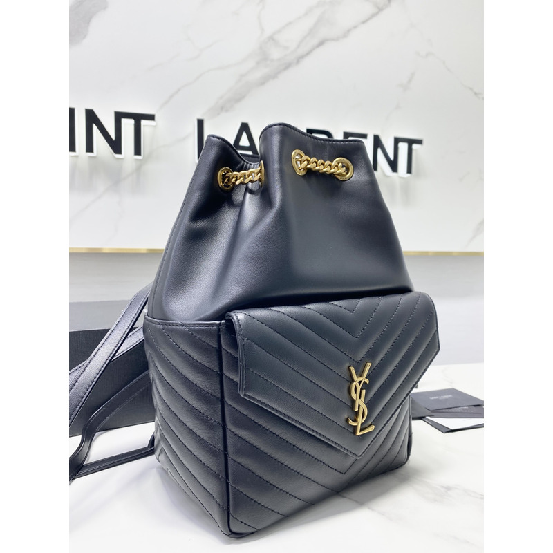 Saint Laurent  Joe Backpack In Lame Leather Dark Blue