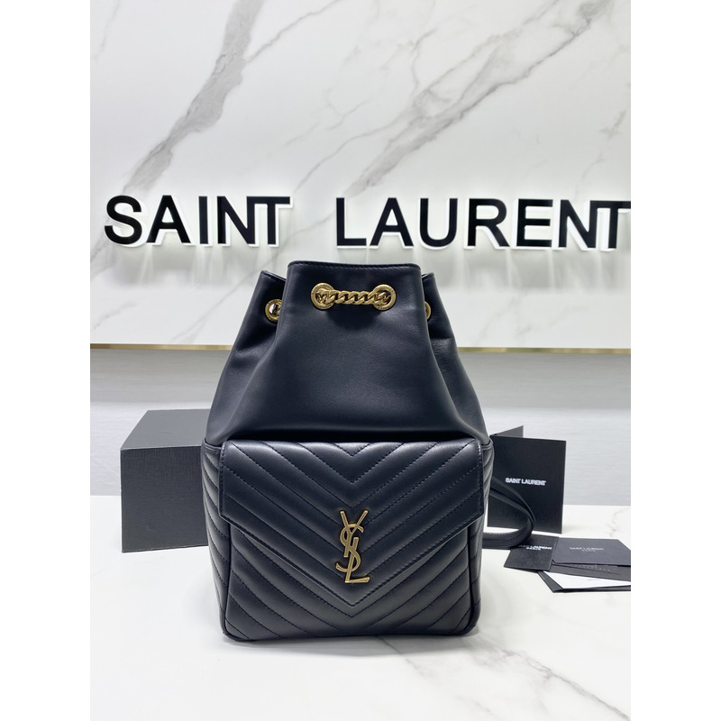 Saint Laurent  Joe Backpack In Lame Leather Dark Blue