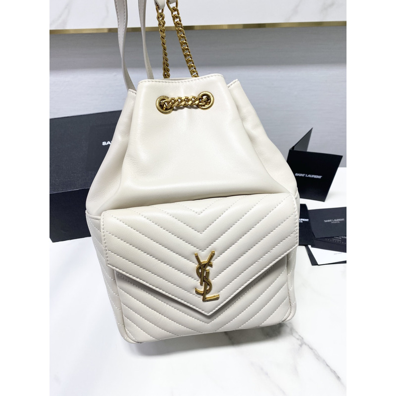 Saint Laurent  Joe Backpack In Lame Leather White