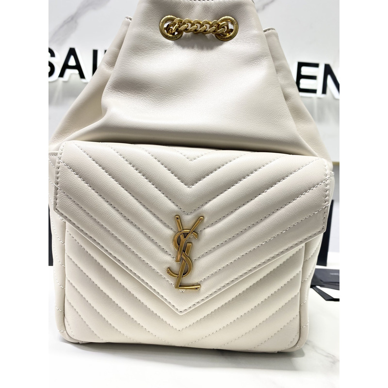 Saint Laurent  Joe Backpack In Lame Leather White