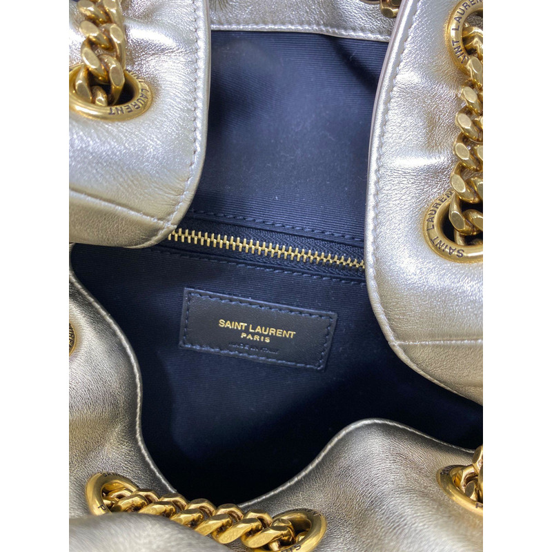 Saint Laurent Joe Backpack In Lame Leather Champagne Gold