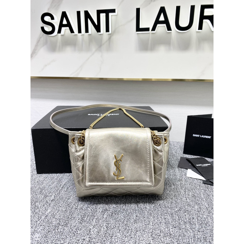 Saint Laurent Nolita Mini Leather Shoulder Bag Champagne Gold