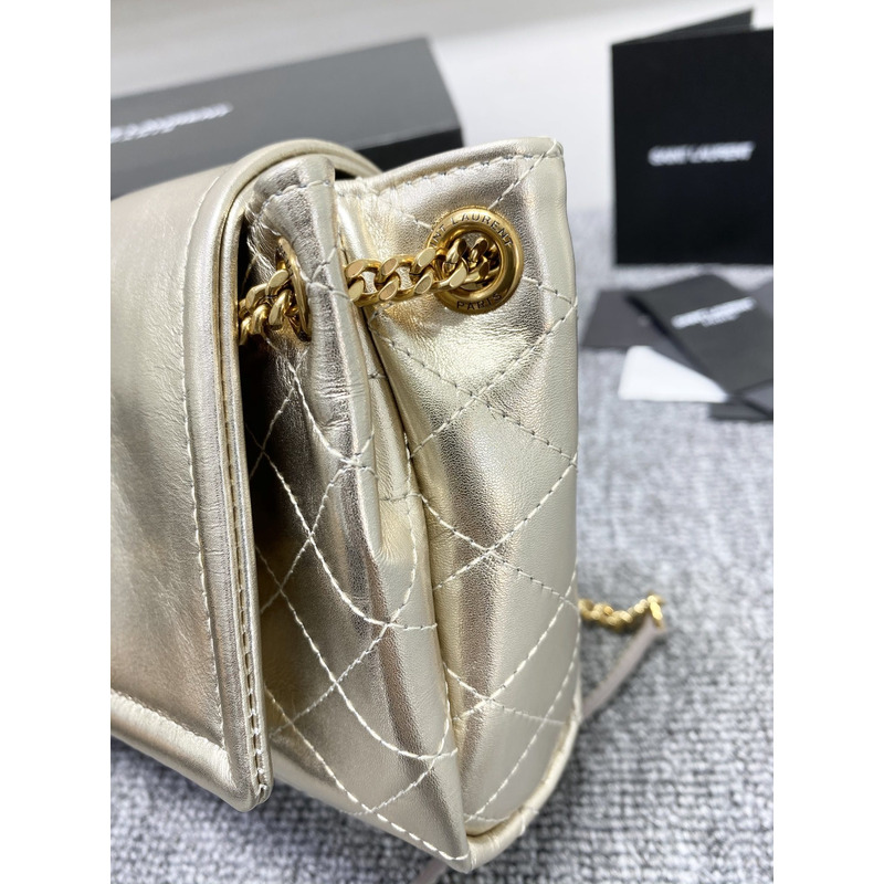 Saint Laurent Nolita Mini Leather Shoulder Bag Champagne Gold