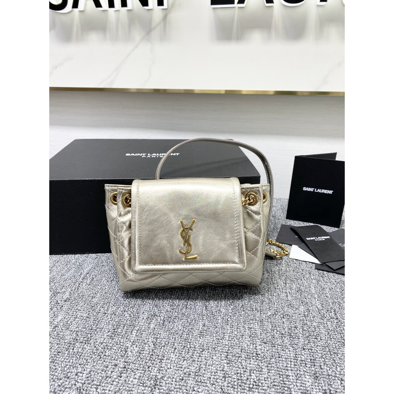 Saint Laurent Nolita Mini Leather Shoulder Bag Champagne Gold