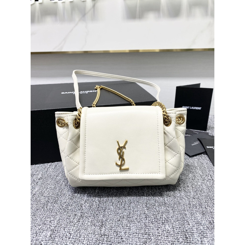 Saint Laurent Nolita Mini Leather Shoulder Bag White