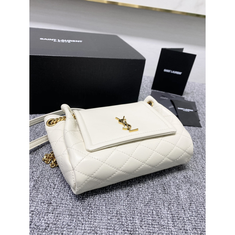 Saint Laurent Nolita Mini Leather Shoulder Bag White