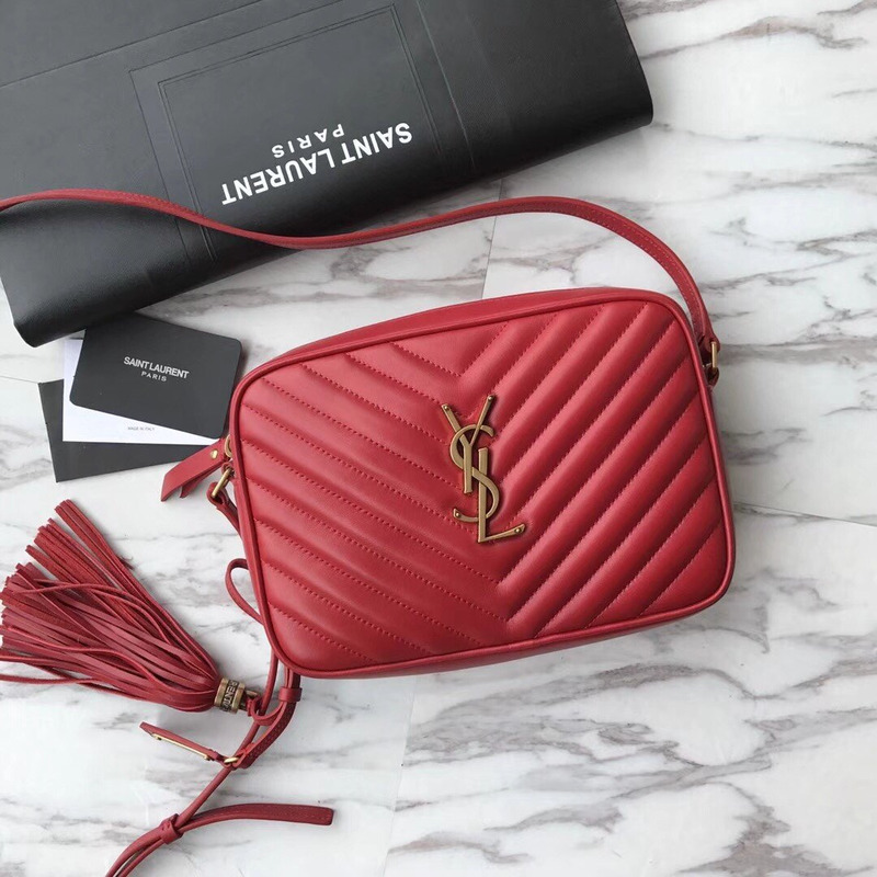 Saint Laurent Lou Camera Bag In Quilted Leather Red