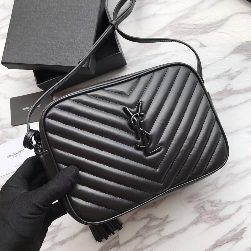 Saint Laurent Lou Camera Bag In Quilted Leather Black(Logo)