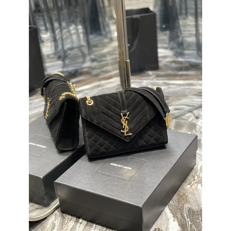 Saint Laurent Grain de Poudre Flap-Top Crossbody Bag Black