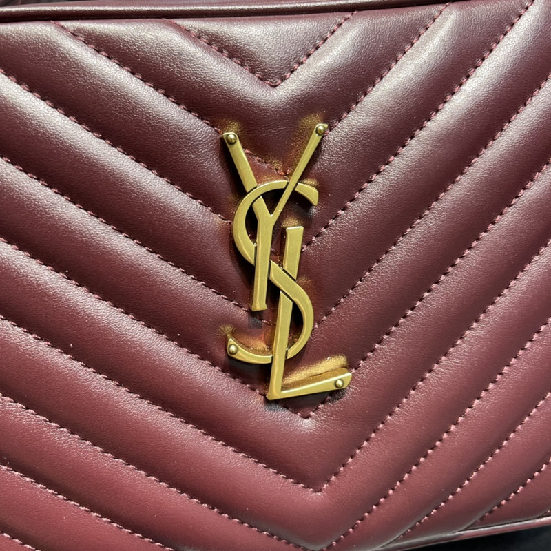 Saint Laurent Lou Monogram Calf Crossbody Bag Burgundy