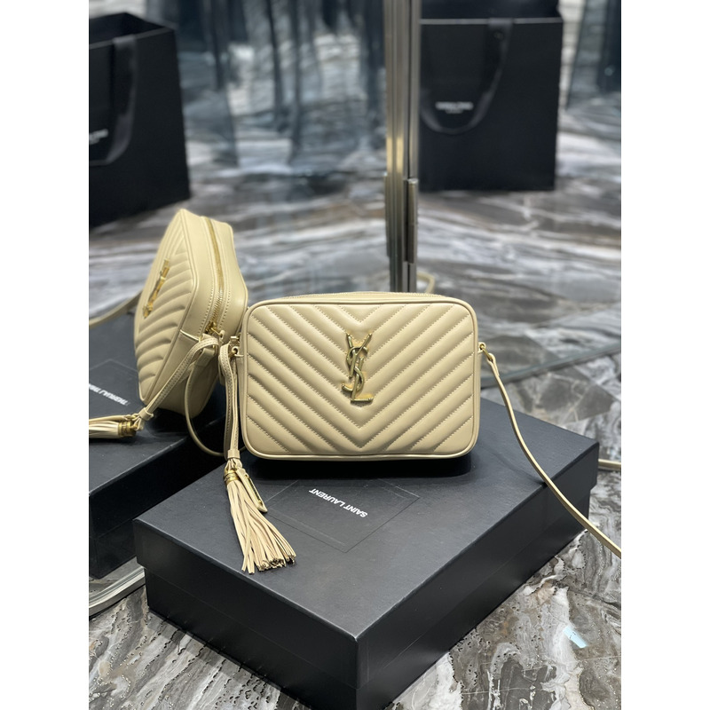 Saint Laurent Lou Monogram Calf Crossbody Bag Beige