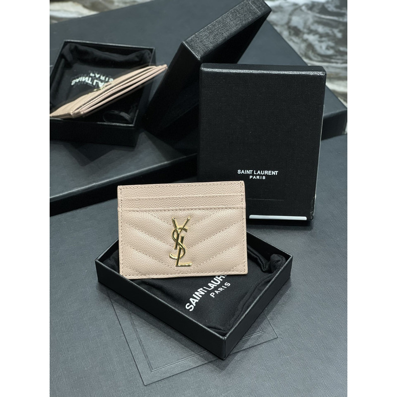 Saint Laurent Monogram Card Hold Pink