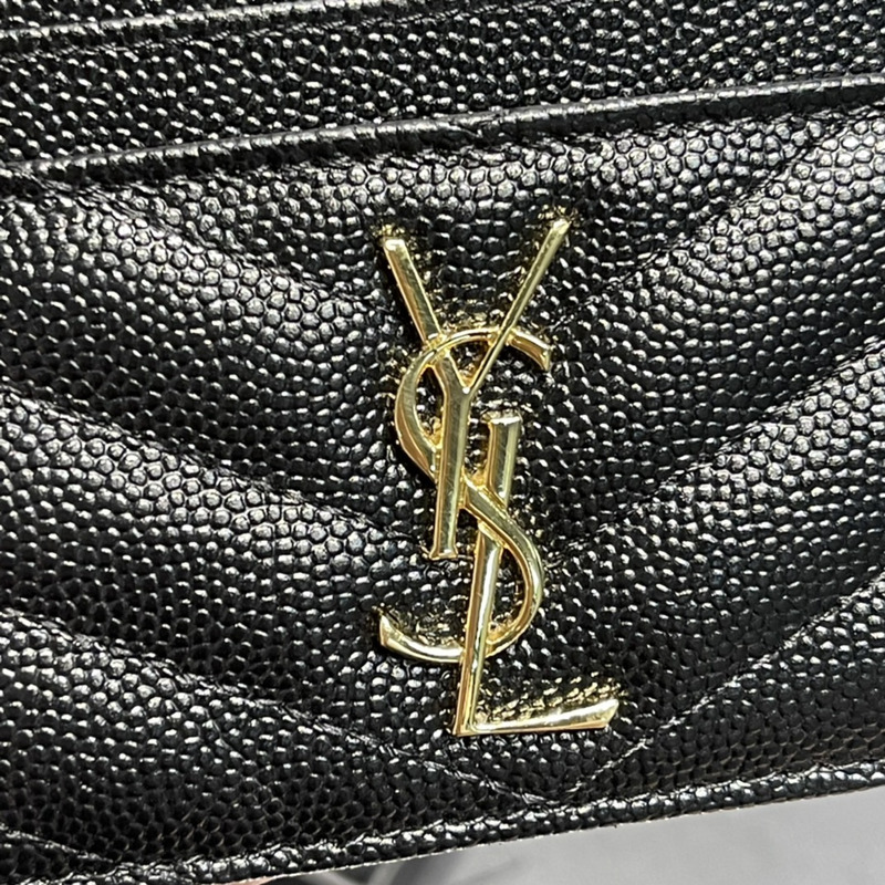 Saint Laurent Monogram Gold Metal Card Hold Black