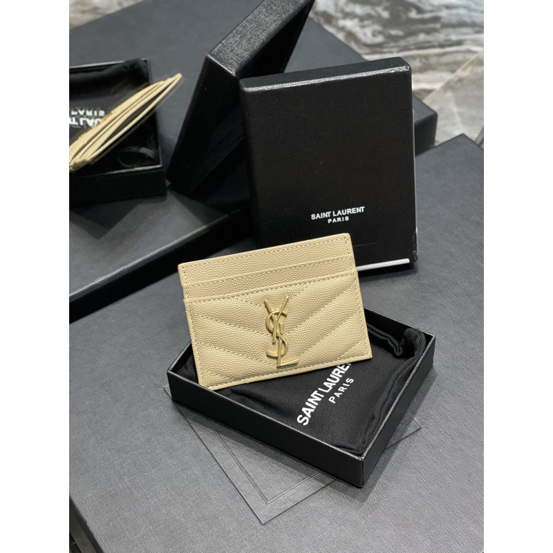 Saint Laurent  Monogram Card Hold Beige