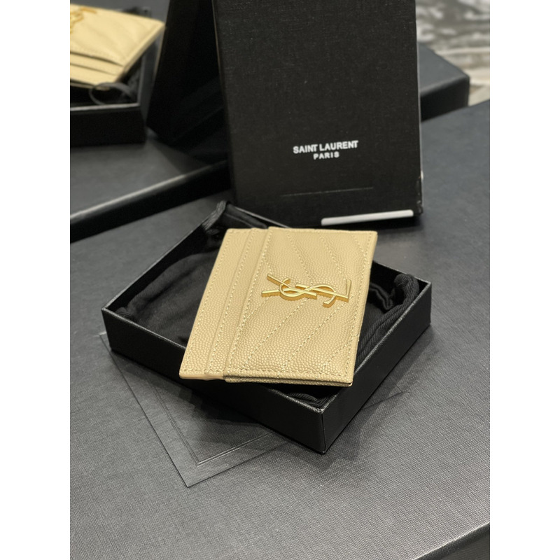 Saint Laurent  Monogram Card Hold Beige