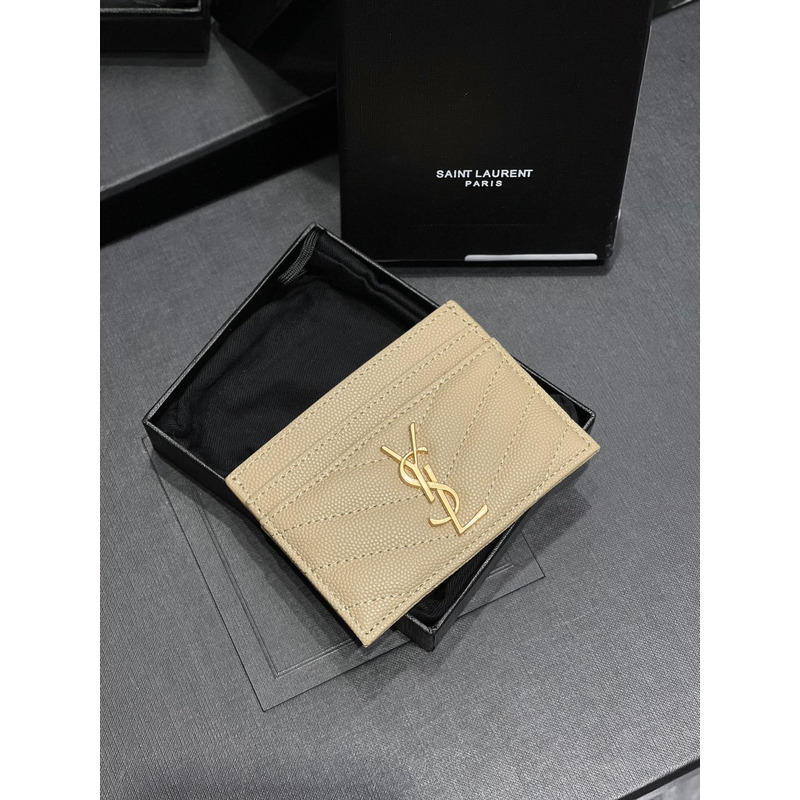 Saint Laurent  Monogram Card Hold Beige