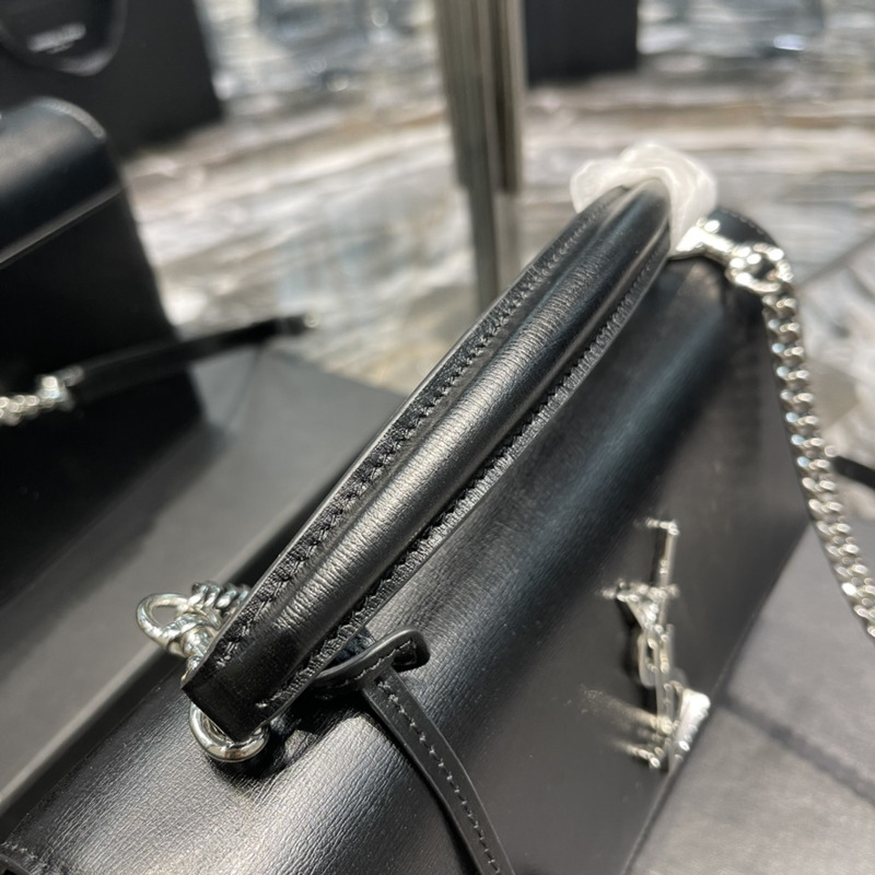 Saint Laurent Sunset Medium Top Handle in Smooth Leather Black