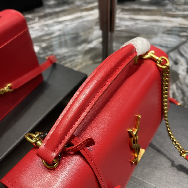 Saint Laurent Sunset Medium Top Handle in Smooth Leather Red