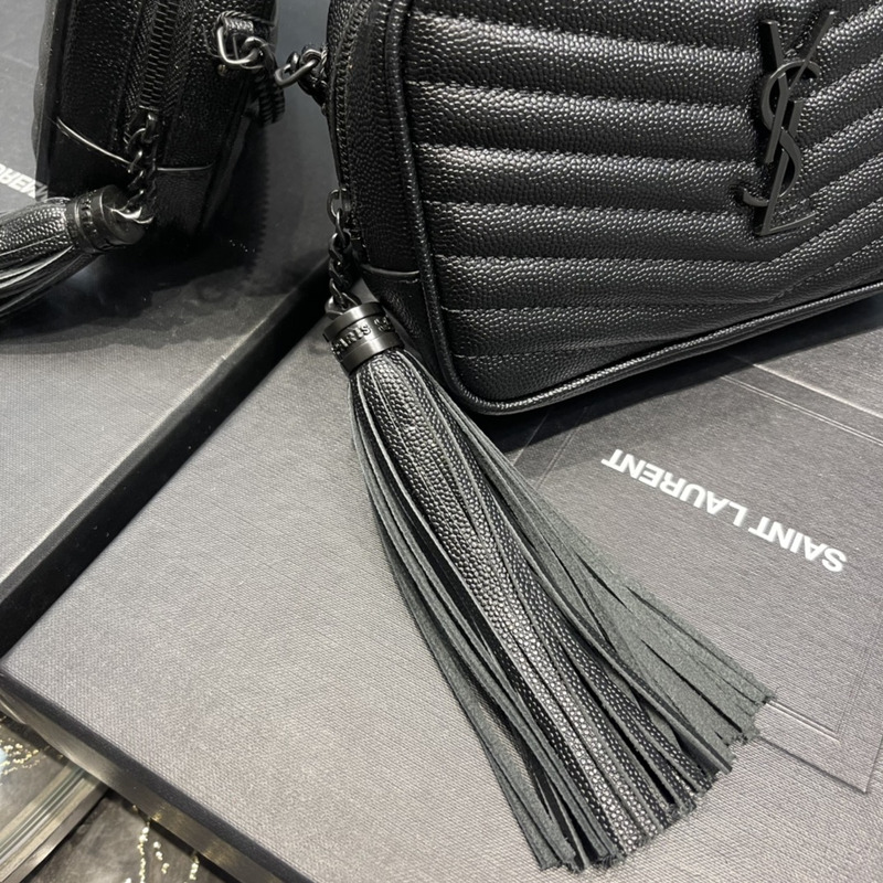 Saint Laurent LOU CAMERA BAG IN QUILTED LEATHER BLACK CHAIN