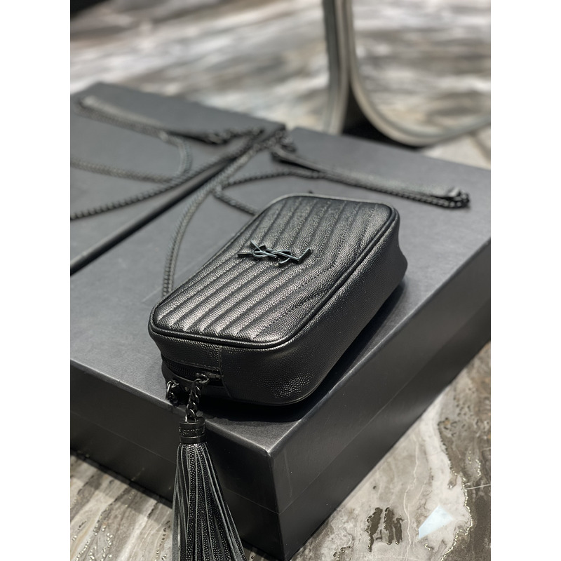 Saint Laurent LOU CAMERA BAG IN QUILTED LEATHER BLACK CHAIN