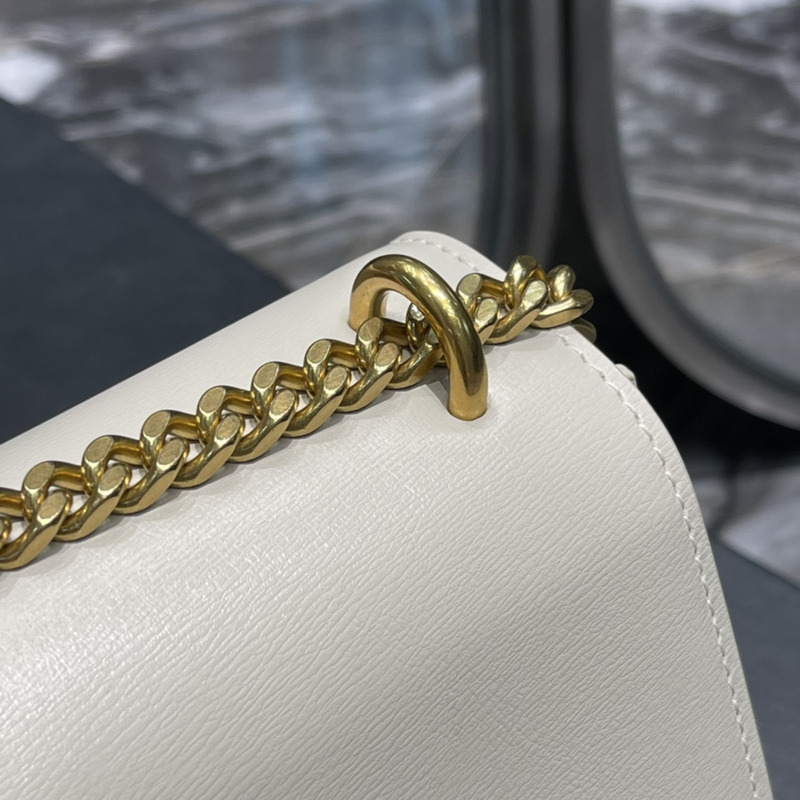 SAINT LAURENT Sunset Shoulder Bag White Leather