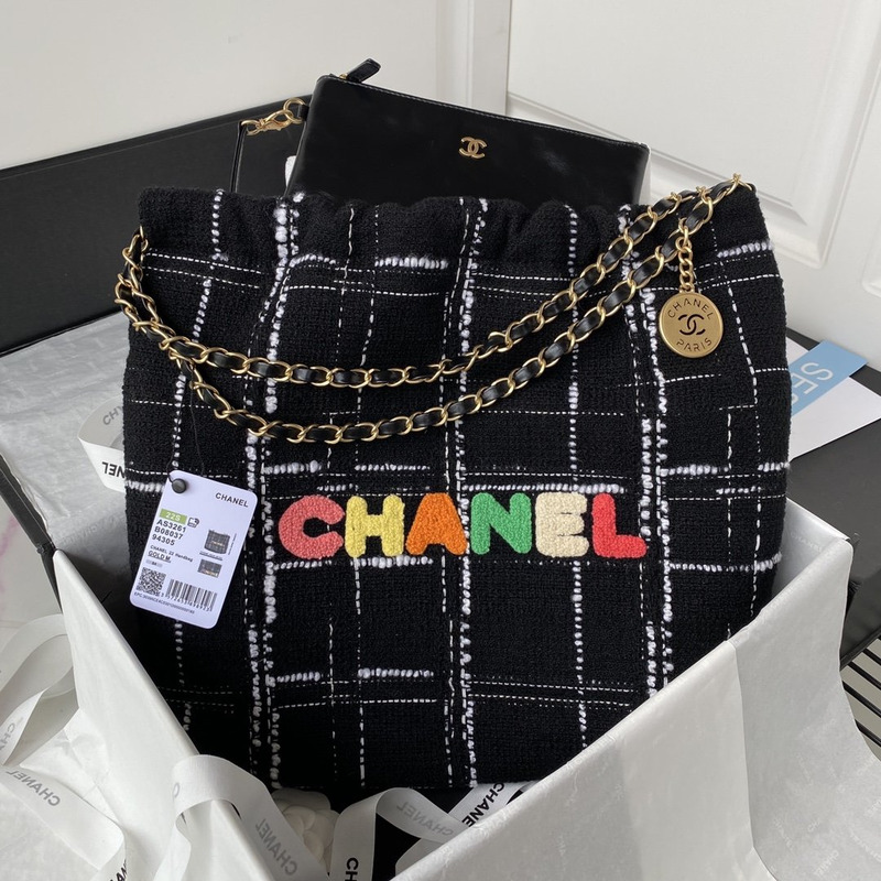 Ch*el 22 colorful tote bag black