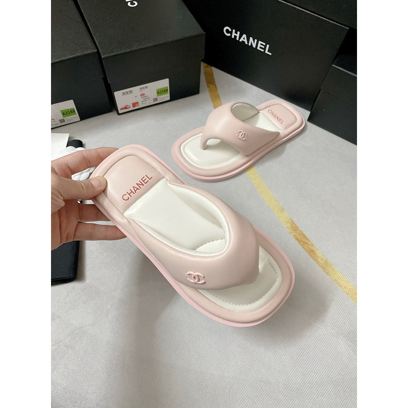 Ch*el fabric mules light pink