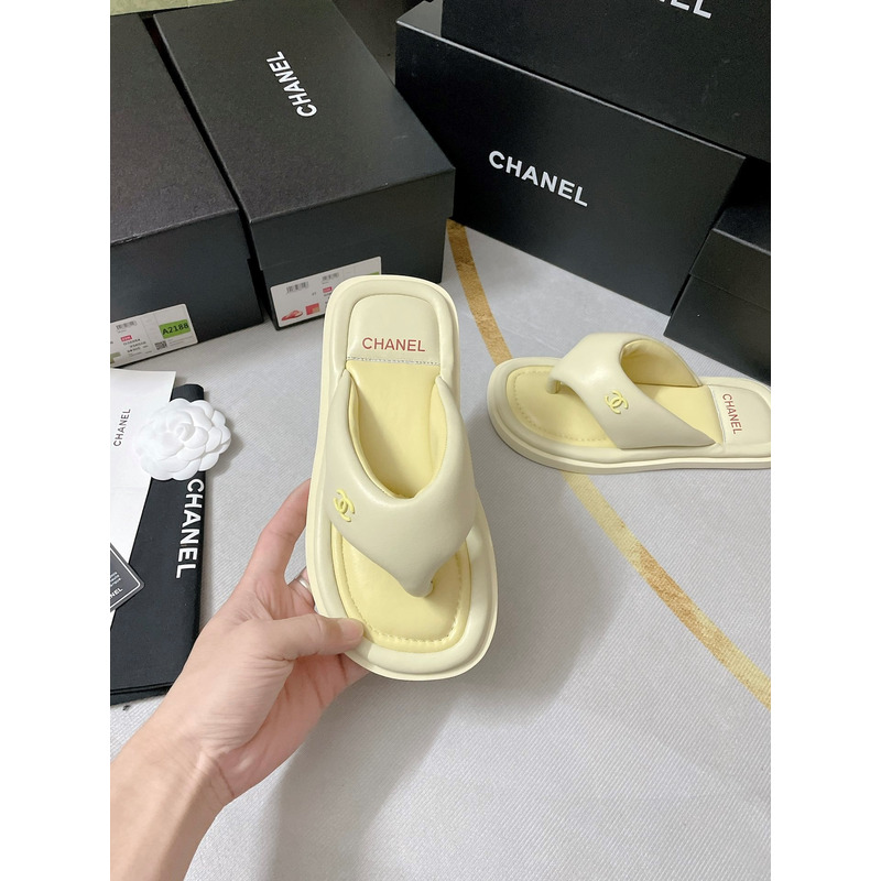 Ch*el fabric mules yellow