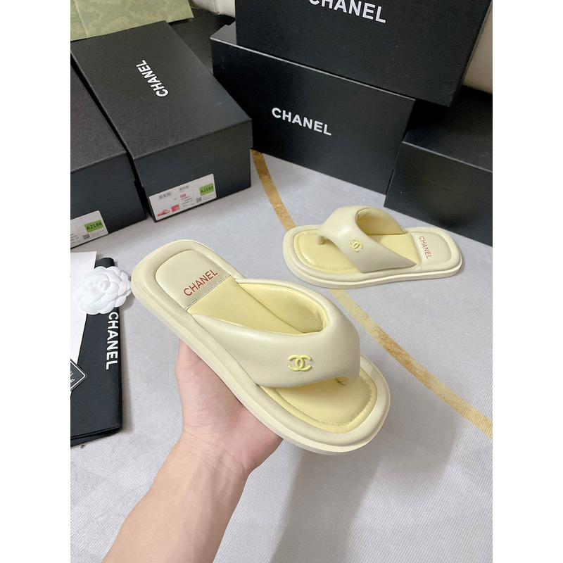 Ch*el fabric mules yellow