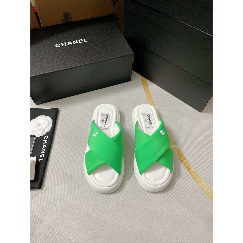 Ch*el fabric mules green