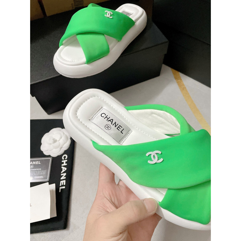 Ch*el fabric mules green