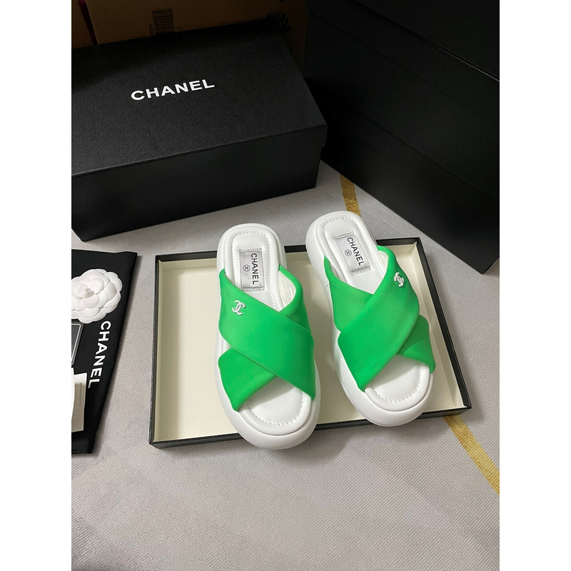 Ch*el fabric mules green