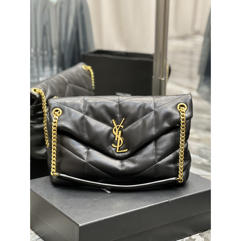 Saint Laurent Puffer Lambskin Chain Bag Bronze-Toned Metal Hardware Medium