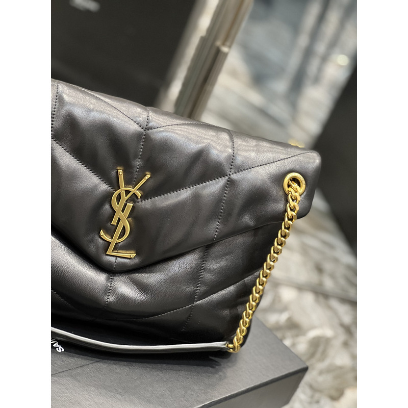 Saint Laurent Puffer Lambskin Chain Bag Bronze-Toned Metal Hardware Medium