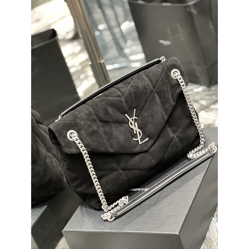 Saint Laurent Loulou Suede Shoulder Bag Black