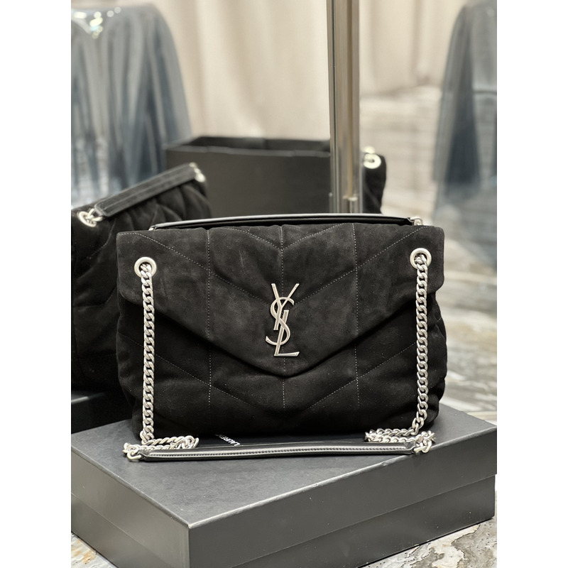 Saint Laurent Loulou Suede Shoulder Bag Black