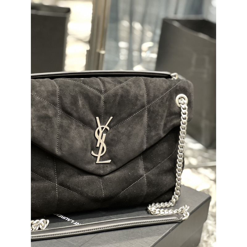 Saint Laurent Loulou Suede Shoulder Bag Black