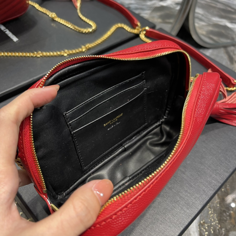 Saint Laurent Embossed Camera Bag Red