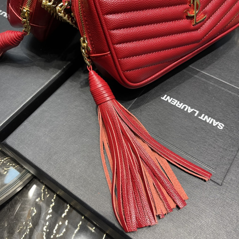 Saint Laurent Embossed Camera Bag Red