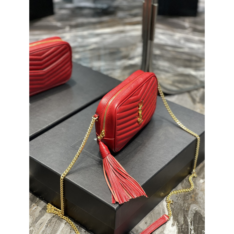 Saint Laurent Embossed Camera Bag Red