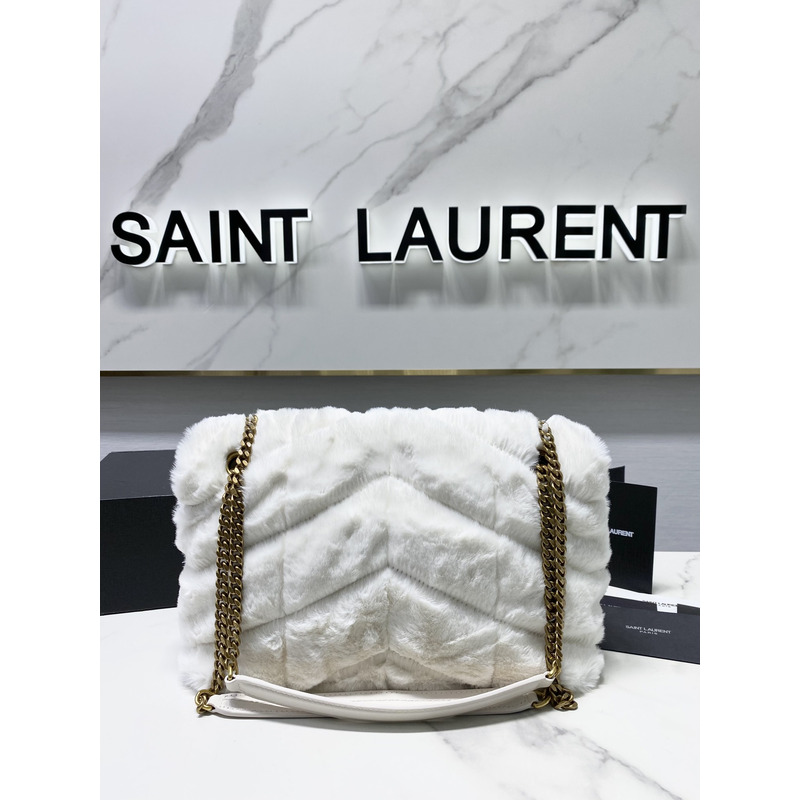 Saint Laurent Loulou Toy Wool Shoulder Bag White