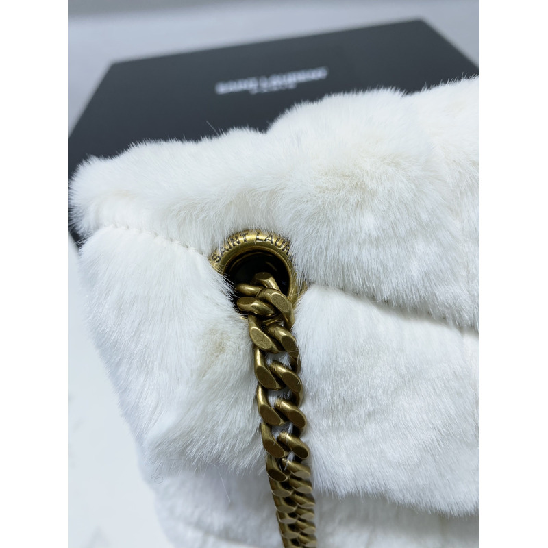 Saint Laurent Loulou Toy Wool Shoulder Bag White