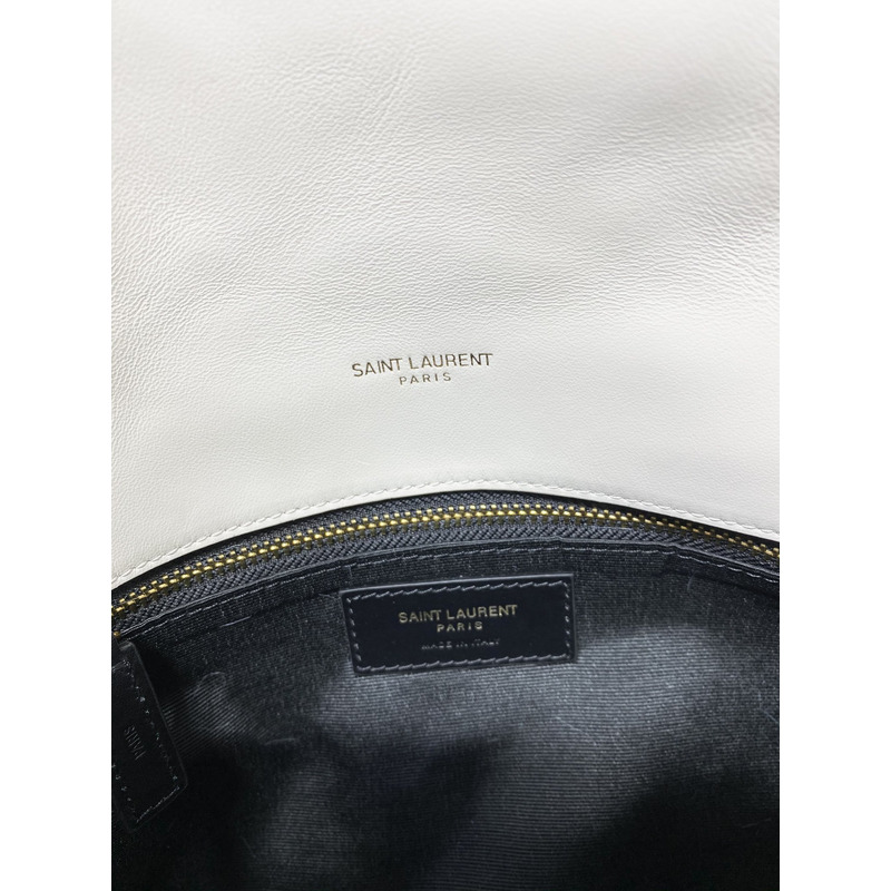 Saint Laurent Loulou Toy Wool Shoulder Bag White