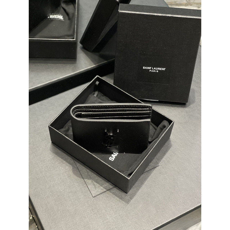 Saint Laurent CASSANDRE E/W Leather Wallet Black